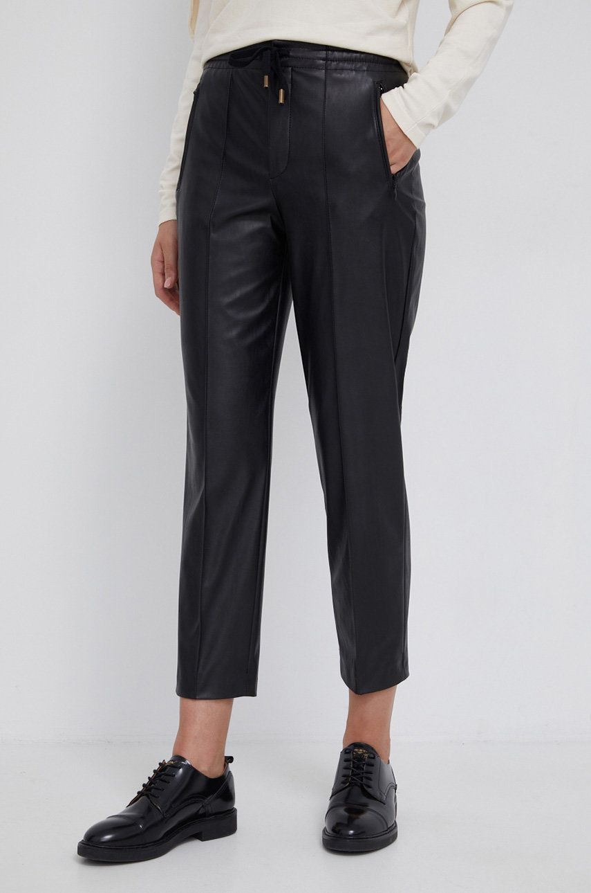 Drykorn Pantaloni femei, culoarea negru, model drept, medium waist imagine reduceri black friday 2021 answear.ro