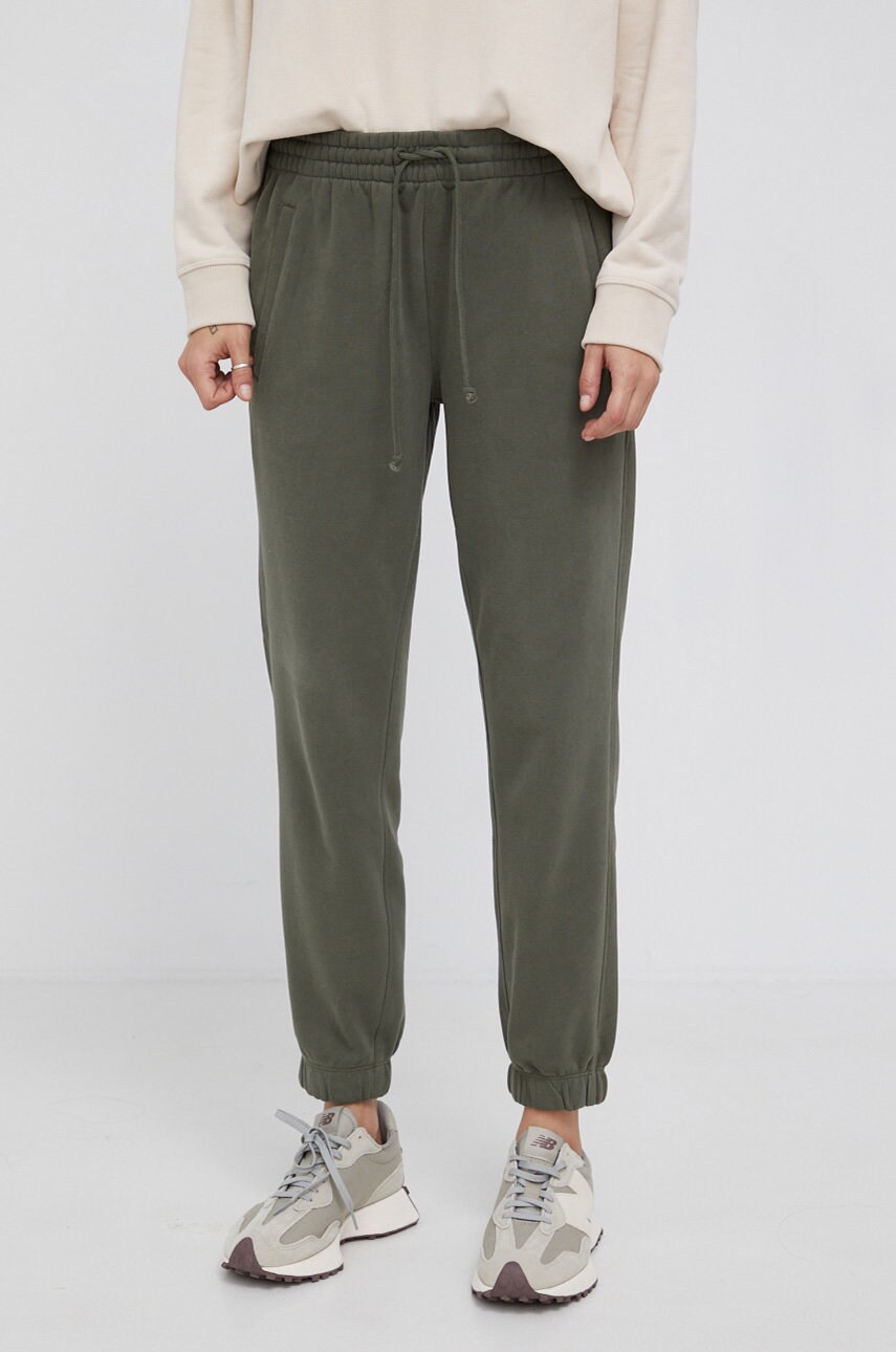 Drykorn pantaloni femei, culoarea verde, material neted