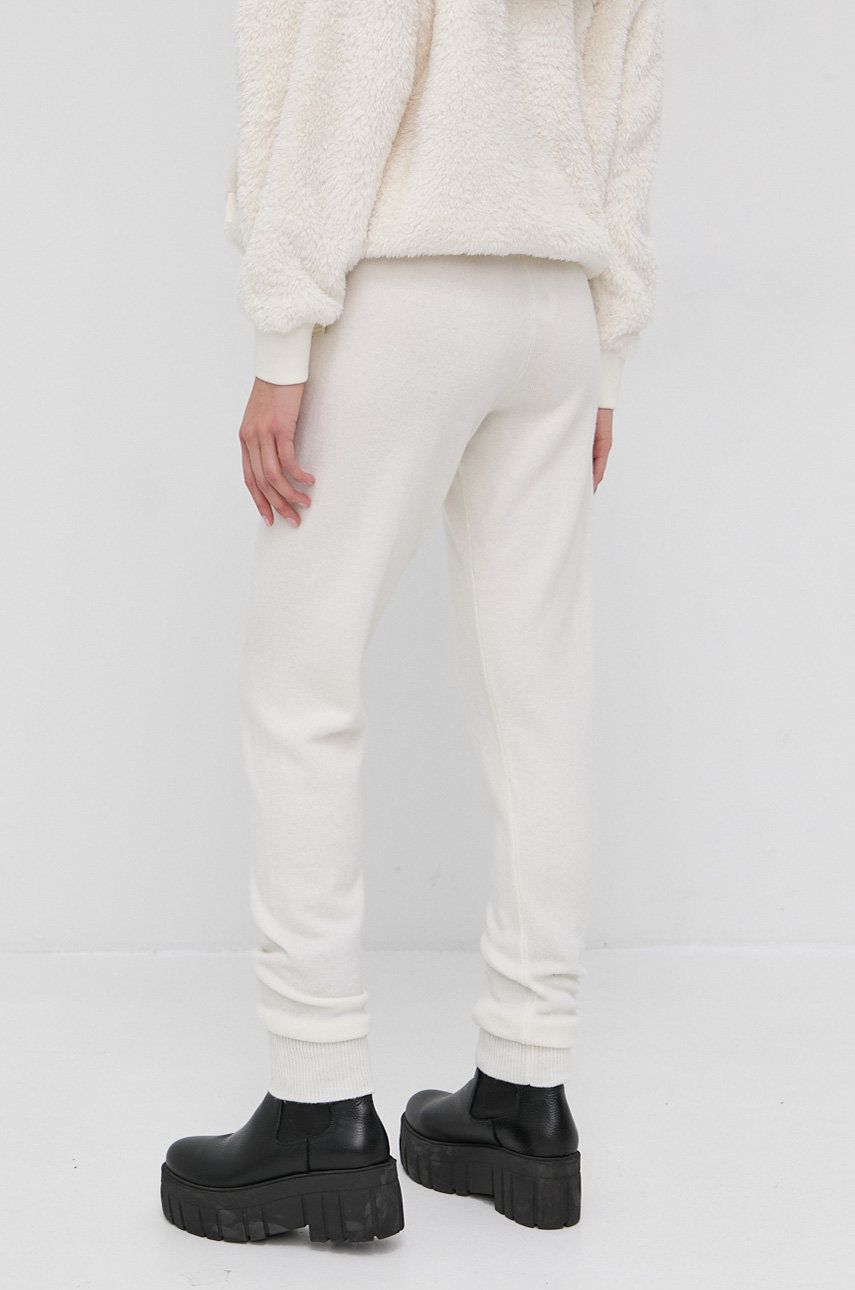 Karl Lagerfeld Pantaloni De Lână Femei, Culoarea Crem, Material Neted