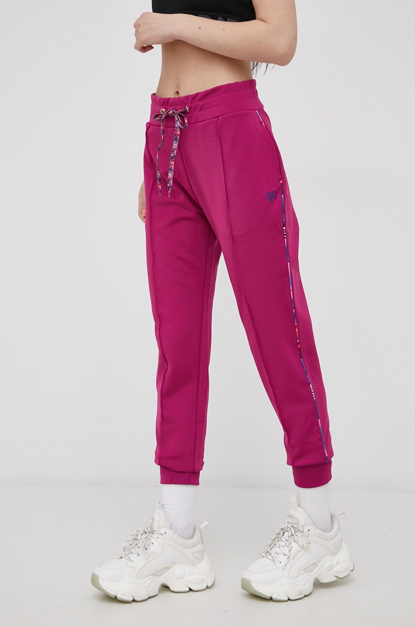 Femi stories pantaloni femei, culoarea violet, material neted