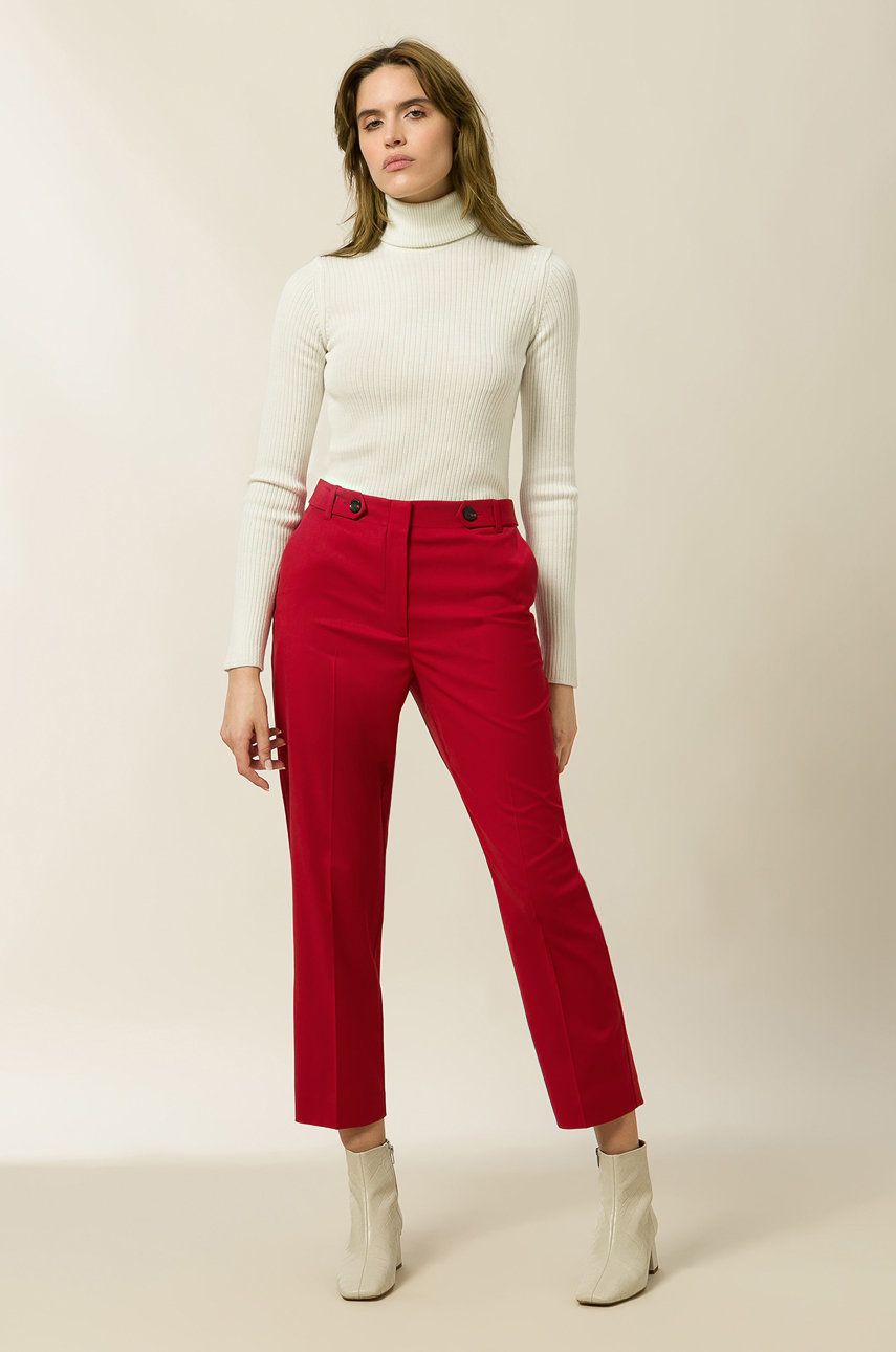 Ivy & Oak Pantaloni femei, culoarea rosu, model drept, high waist answear.ro