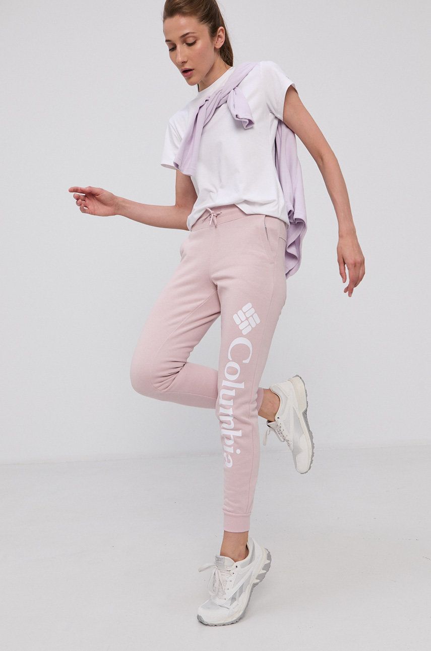 Columbia Pantaloni femei, culoarea roz, cu imprimeu answear.ro imagine megaplaza.ro