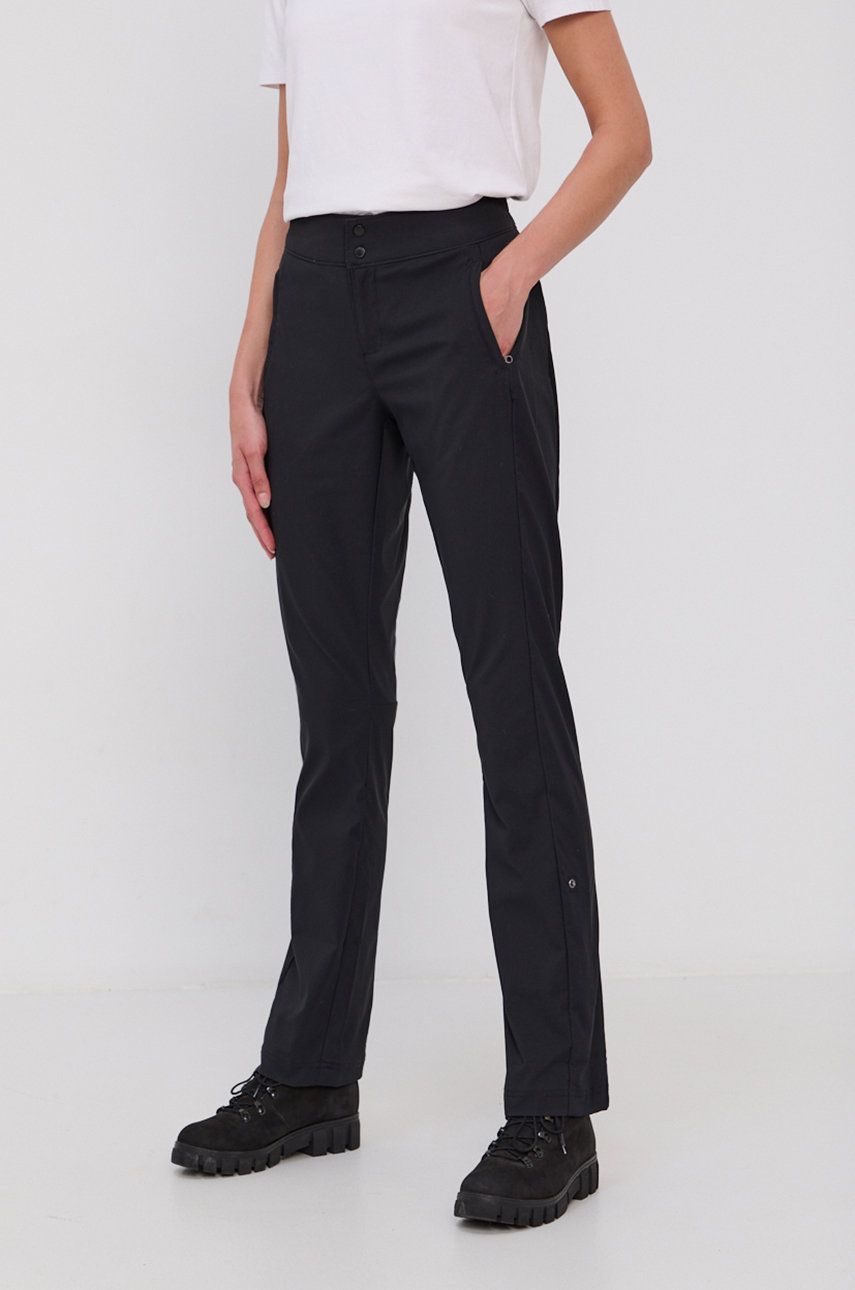 Columbia Pantaloni femei, culoarea negru, model drept, medium waist ANSWEAR ANSWEAR