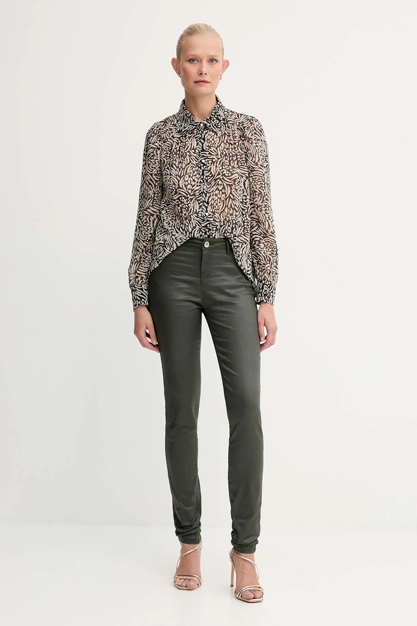 Брюки Morgan PALONA цвет зелёный облегающие средняя посадка PALONA