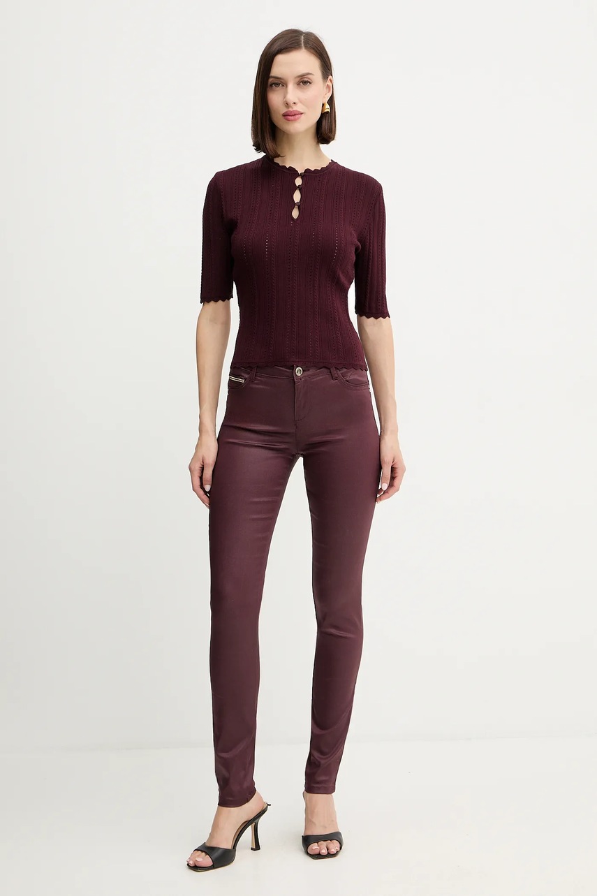 Брюки Morgan PALONA цвет бордовый облегающие средняя посадка PALONA