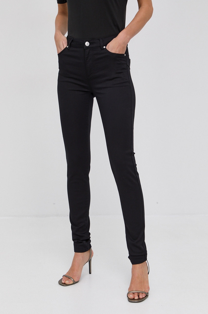 Morgan Pantaloni Femei, Culoarea Negru, Mulat, Medium Waist