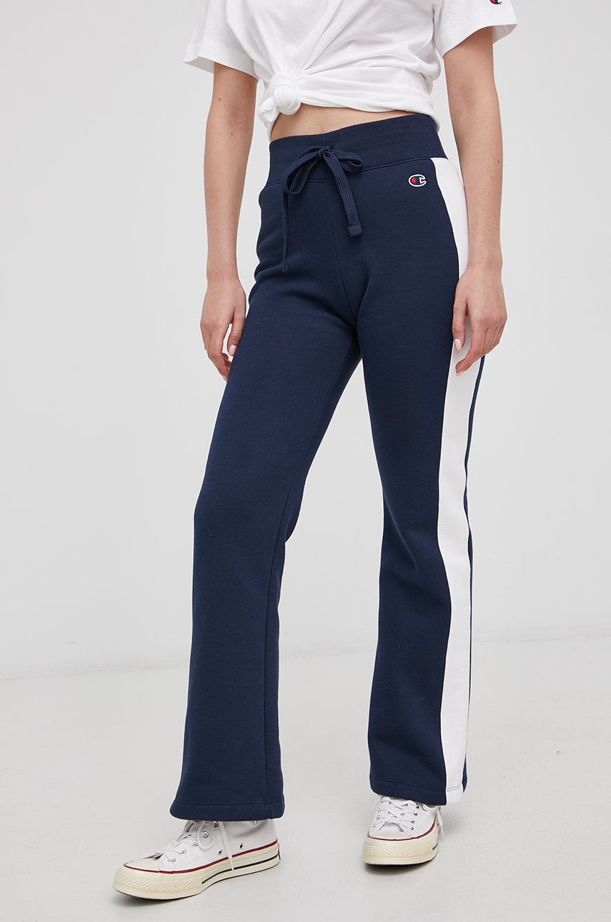Champion Pantaloni femei, culoarea albastru marin, cu imprimeu answear.ro imagine megaplaza.ro