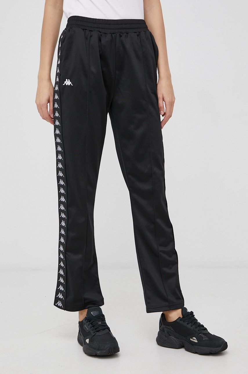 Kappa Pantaloni femei, culoarea negru, model drept, high waist answear.ro imagine megaplaza.ro