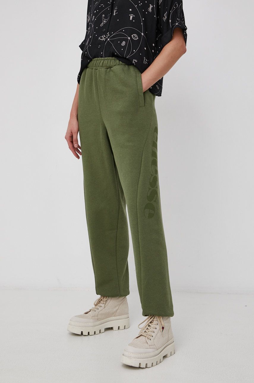 Ellesse Pantaloni femei, culoarea verde, cu imprimeu