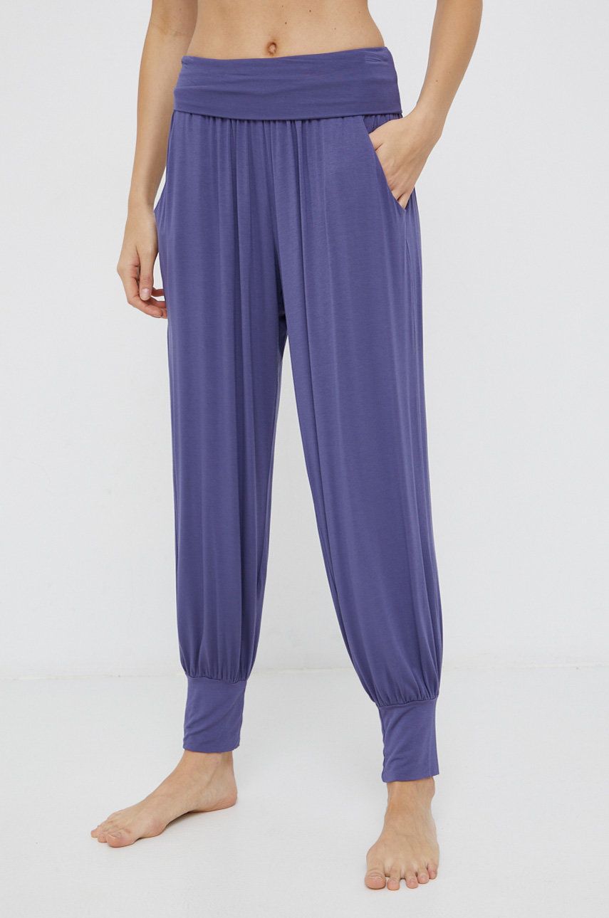 Deha Pantaloni femei, culoarea violet, material neted