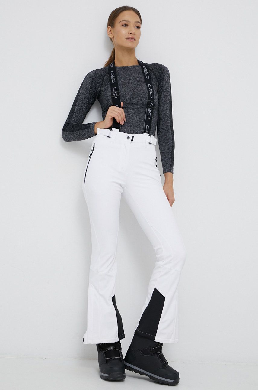 CMP Pantaloni femei, culoarea alb imagine reduceri black friday 2021 answear.ro