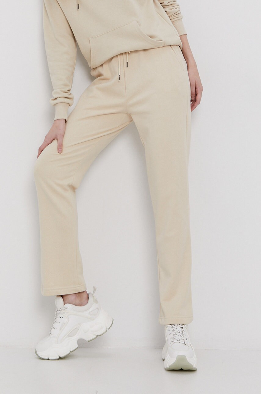 Brave soul pantaloni femei, culoarea crem, material neted