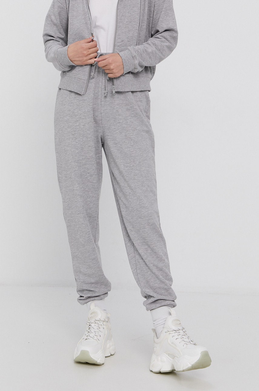 Brave soul pantaloni femei, culoarea gri, material neted