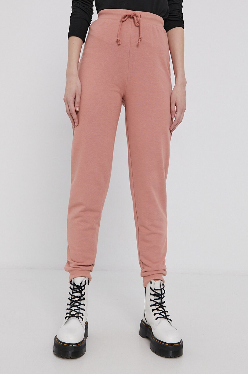 Brave soul pantaloni femei, culoarea portocaliu, material neted