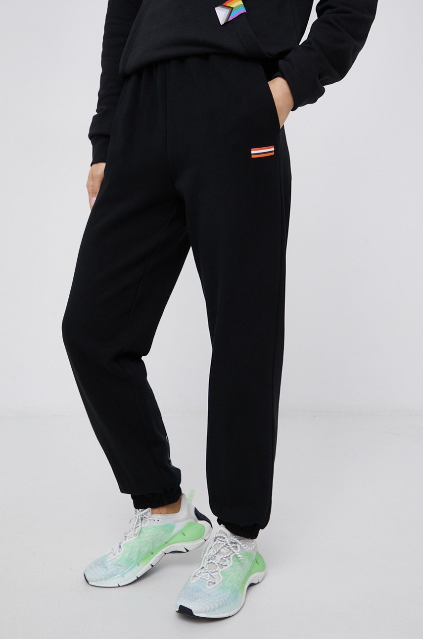 P.e Nation Pantaloni De Bumbac Femei, Culoarea Negru, Material Neted