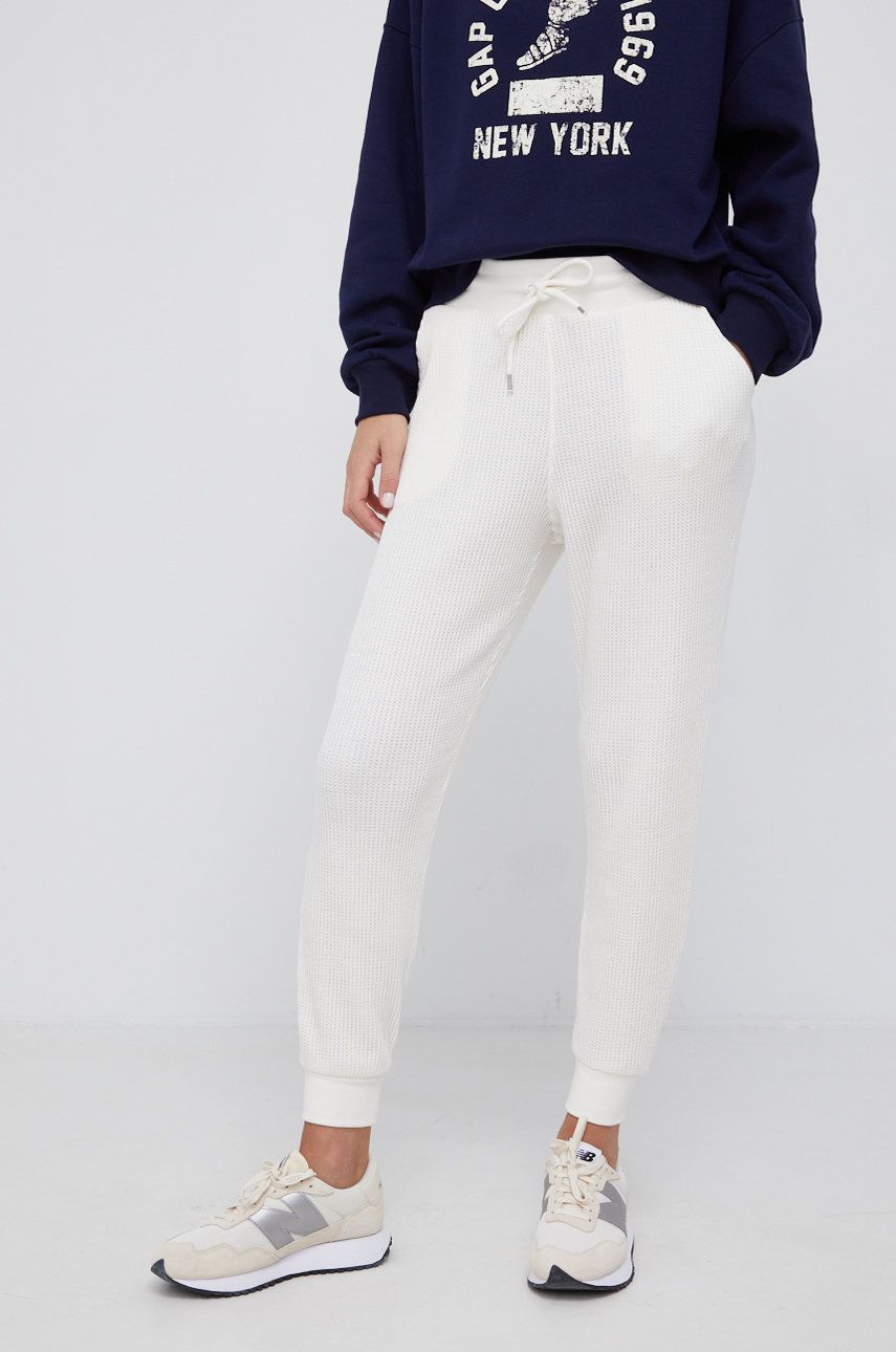 GAP Pantaloni femei, culoarea alb, answear.ro imagine megaplaza.ro