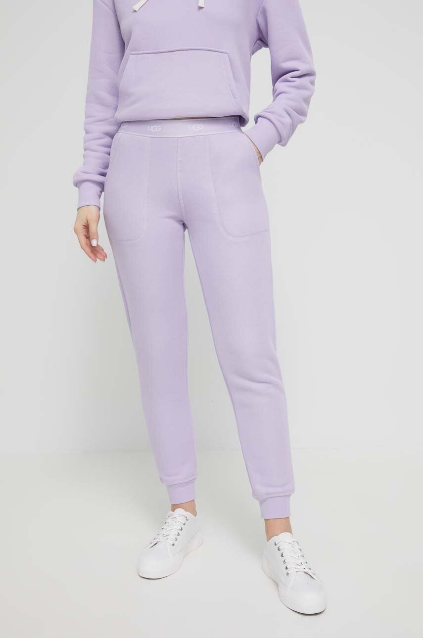 UGG pantaloni femei, culoarea violet, neted