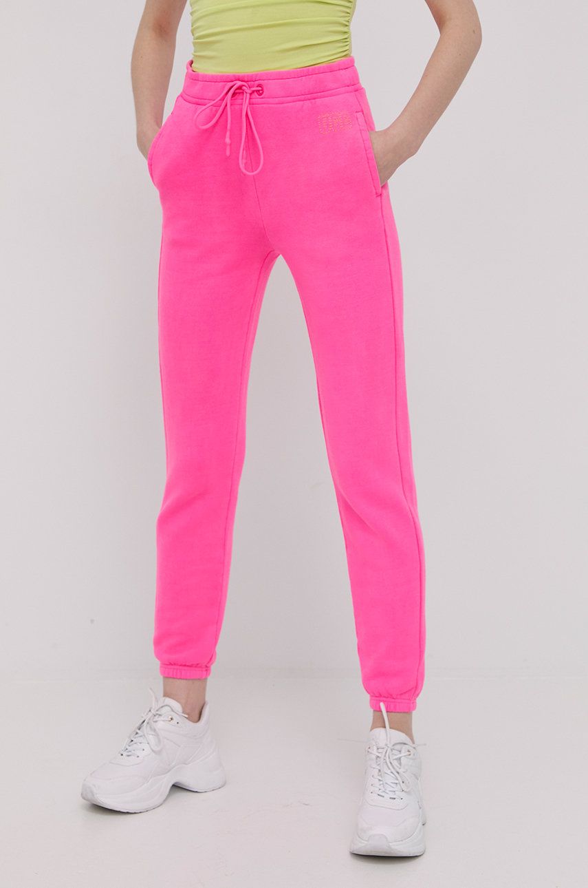 UGG pantaloni femei, culoarea roz, neted answear.ro