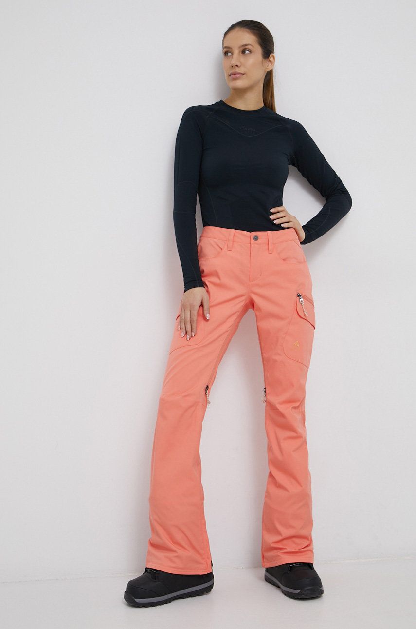 Burton pantaloni femei, culoarea portocaliu imagine reduceri black friday 2021 answear.ro