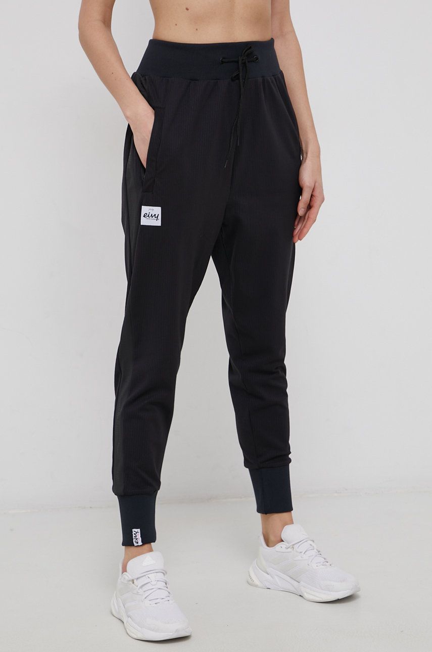 Kalhoty Eivy dámské, černá barva, vzorované - černá -  17% Elastan