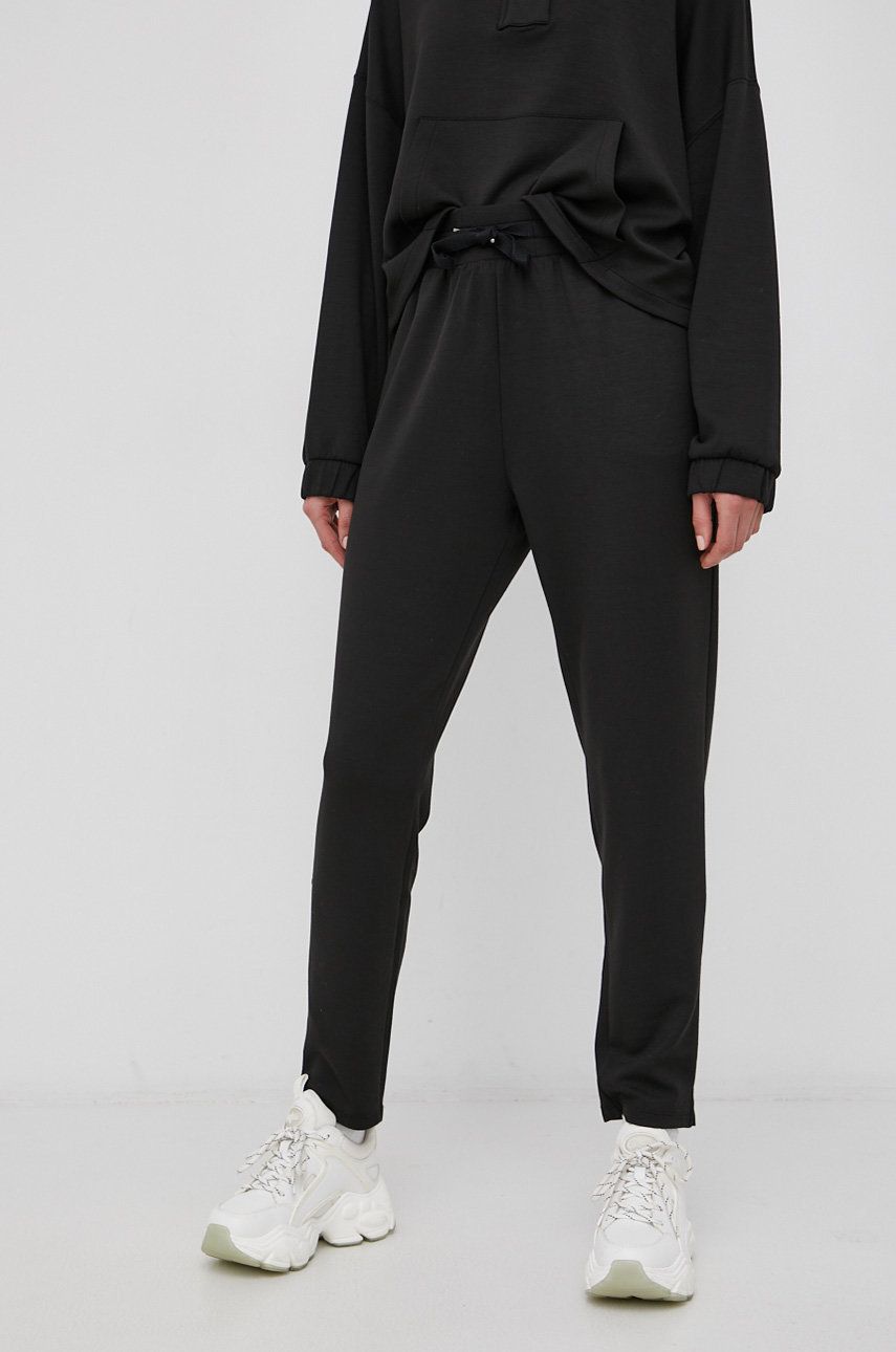 John Frank Pantaloni femei, culoarea negru, material neted answear.ro imagine megaplaza.ro
