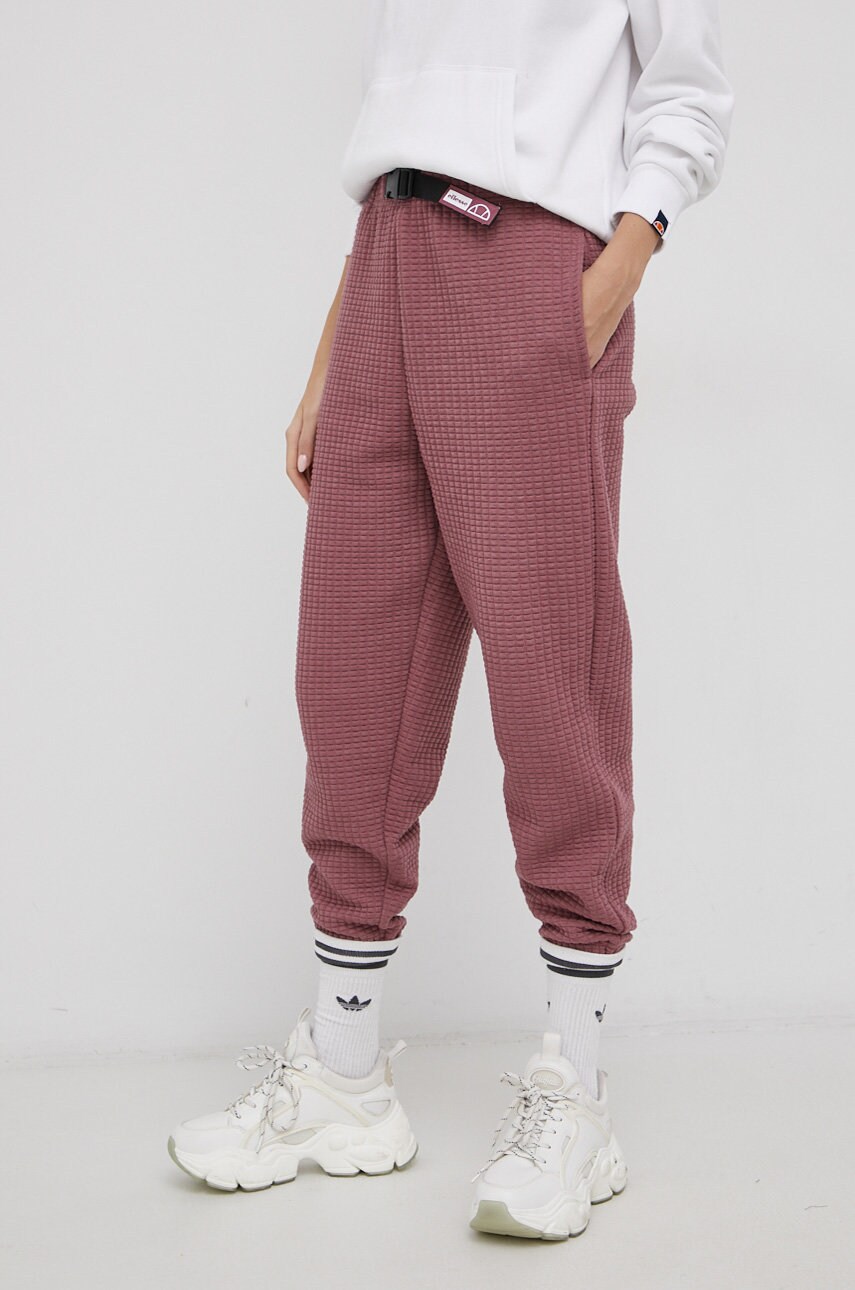 Ellesse pantaloni femei, culoarea roz, material neted