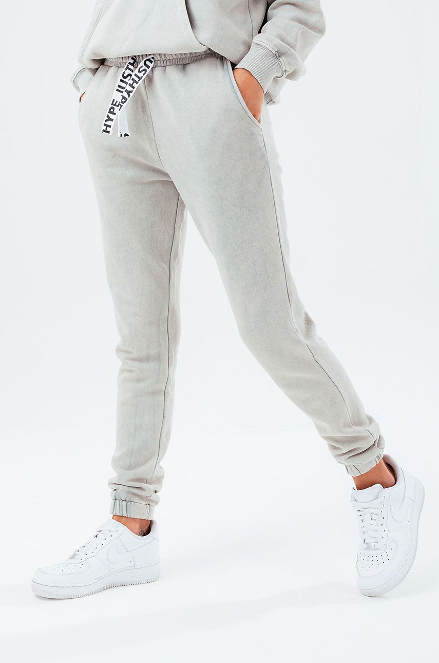 Hype pantaloni femei, culoarea gri, neted answear imagine noua