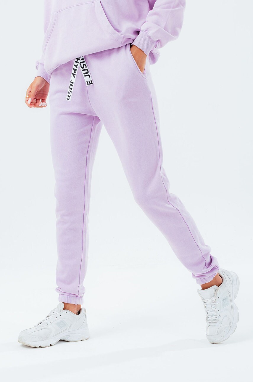 Hype pantaloni femei, culoarea roz, neted