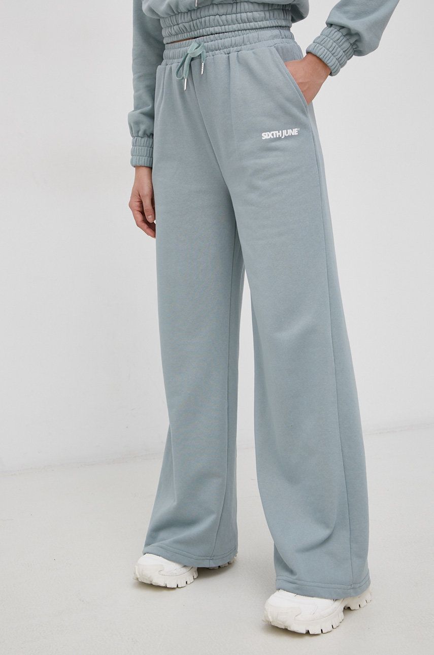 Sixth June Pantaloni de bumbac femei, material neted answear.ro imagine 2022 13clothing.ro