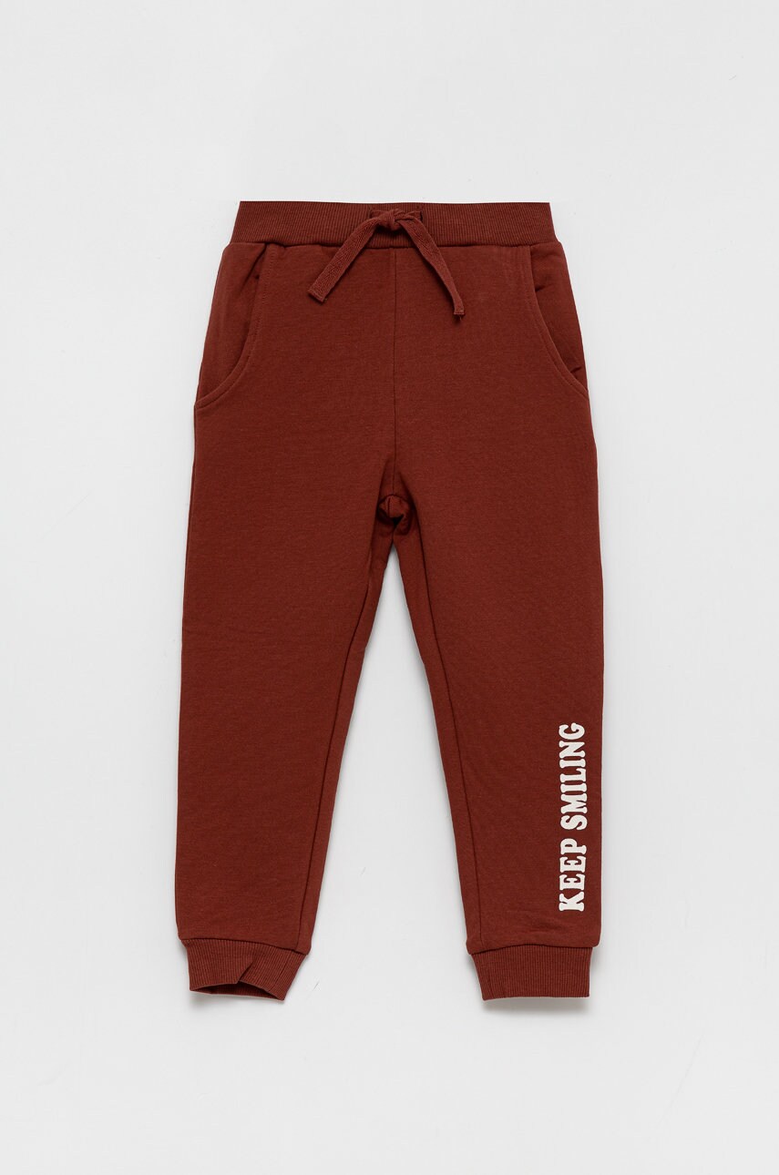 Name It pantaloni copii culoarea maro, cu imprimeu