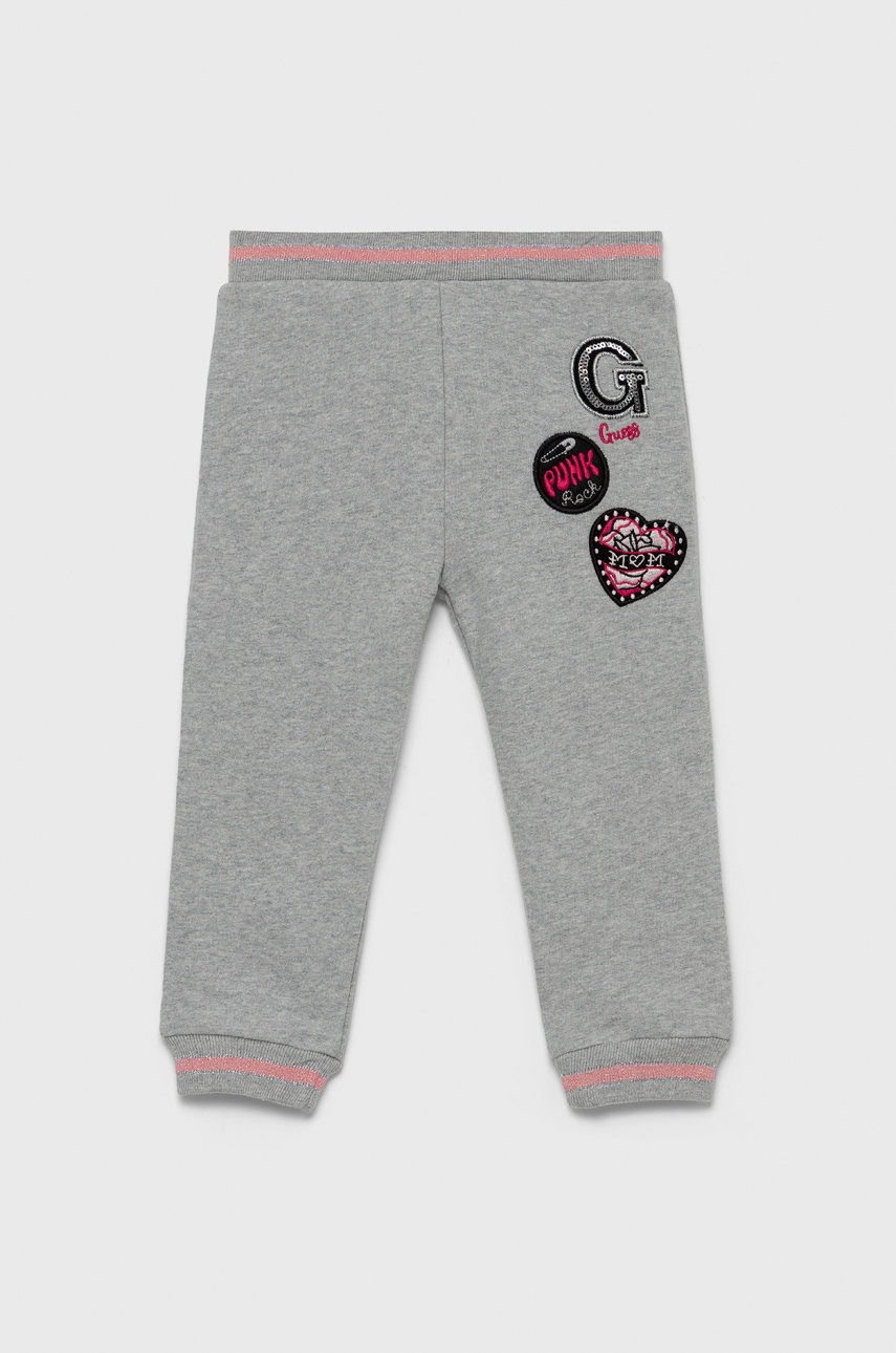 

Guess - Детски памучен панталон, Сив