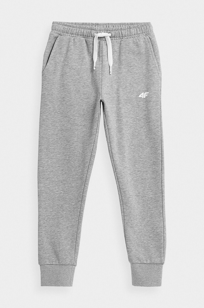 4f pantaloni copii culoarea gri, melanj