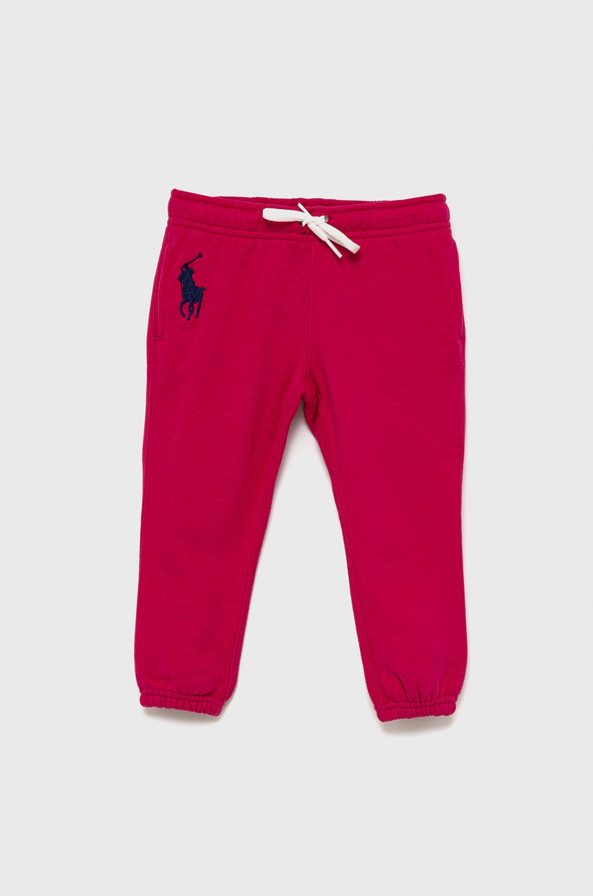 

Детски панталон Polo Ralph Lauren в розово с изчистен дизайн, Розов