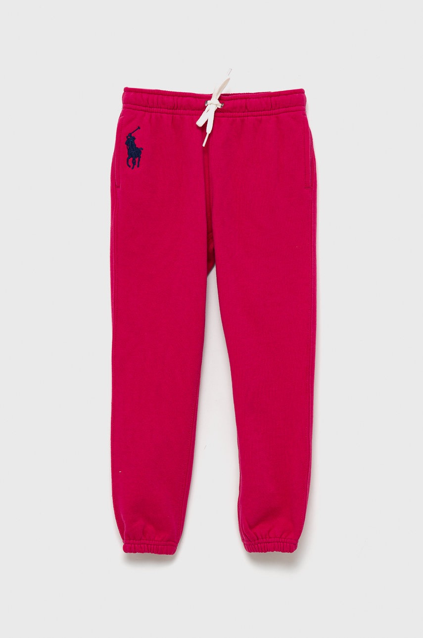 

Детски панталон Polo Ralph Lauren в розово с изчистен дизайн, Розов
