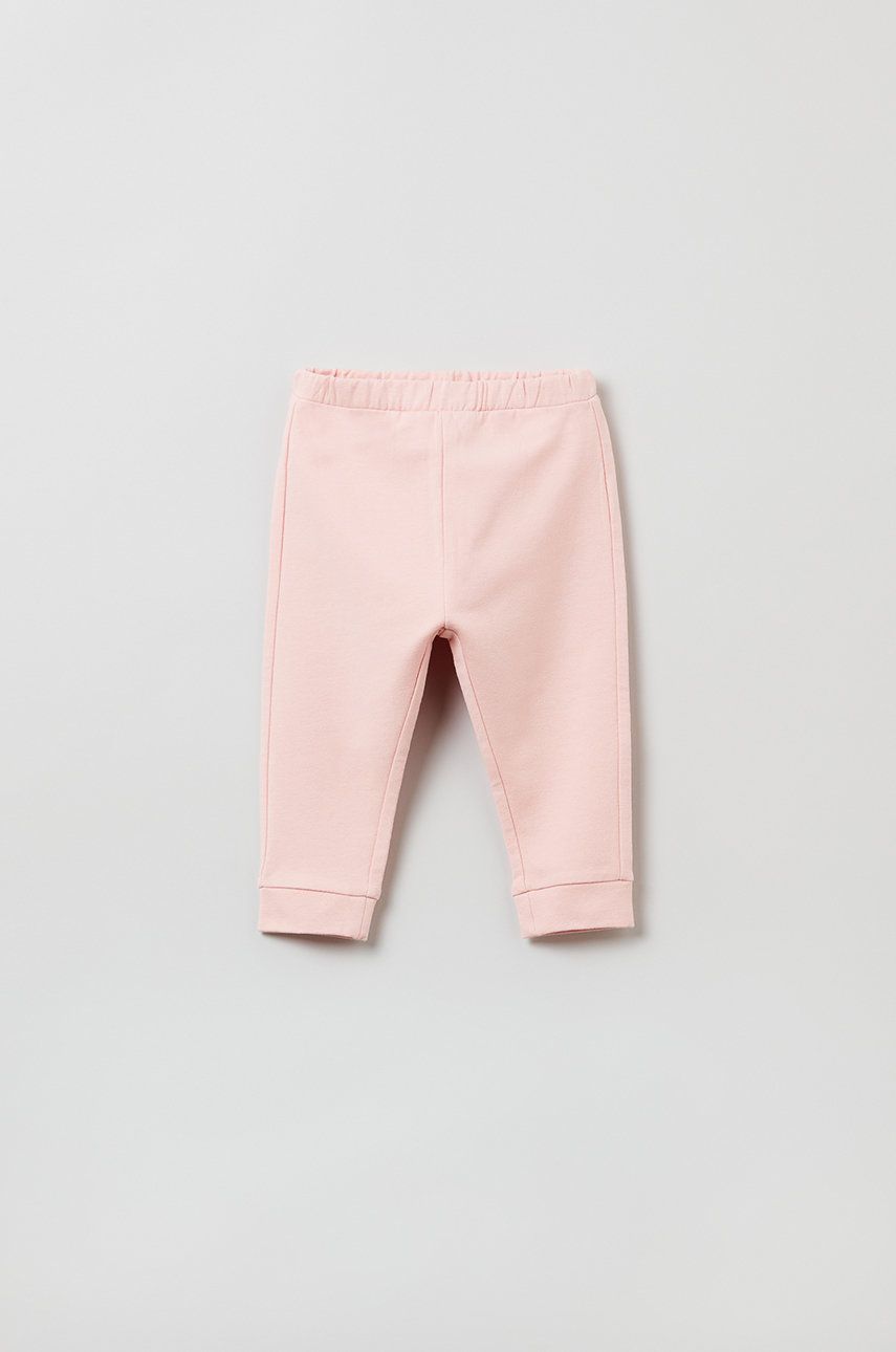 OVS Pantaloni copii culoarea roz, material neted