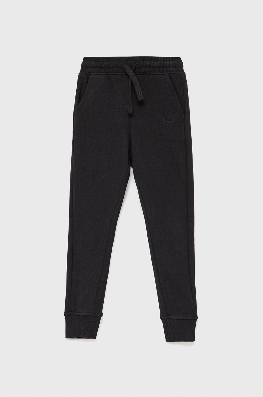 OVS pantaloni de bumbac pentru copii culoarea negru, material neted