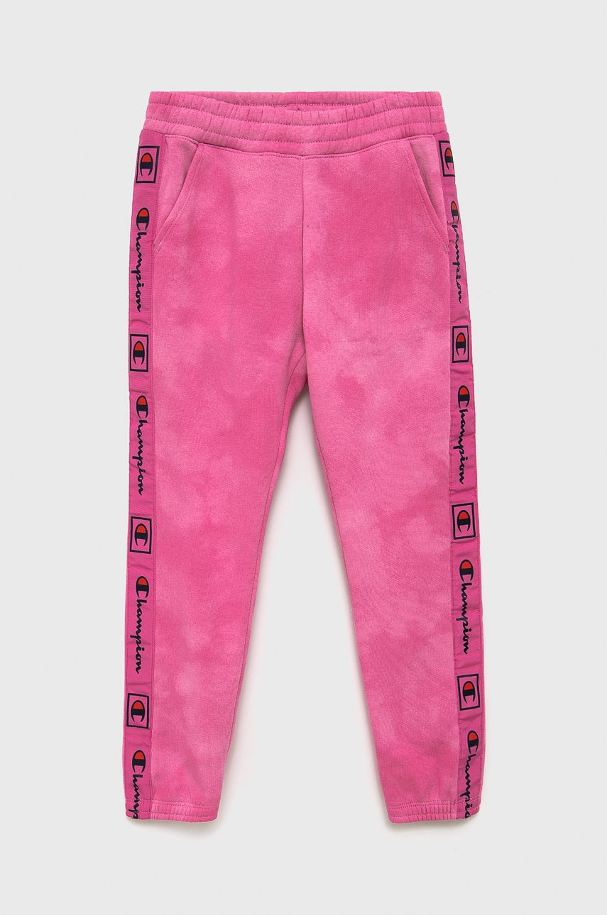 Champion pantaloni copii culoarea roz, cu imprimeu