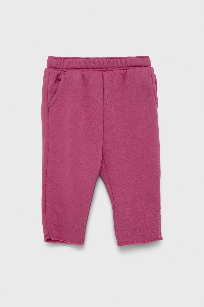 Gap pantaloni copii culoarea roz, neted