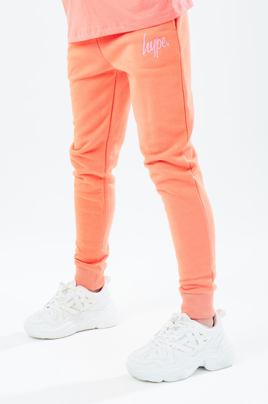 Hype pantaloni copii culoarea portocaliu, material neted