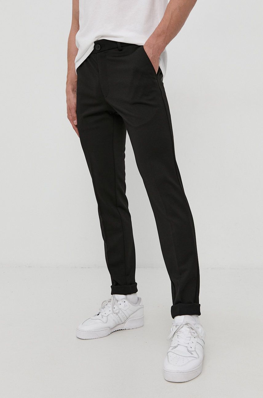 Produkt by Jack & Jones Pantaloni bărbați, culoarea negru, mulat answear.ro