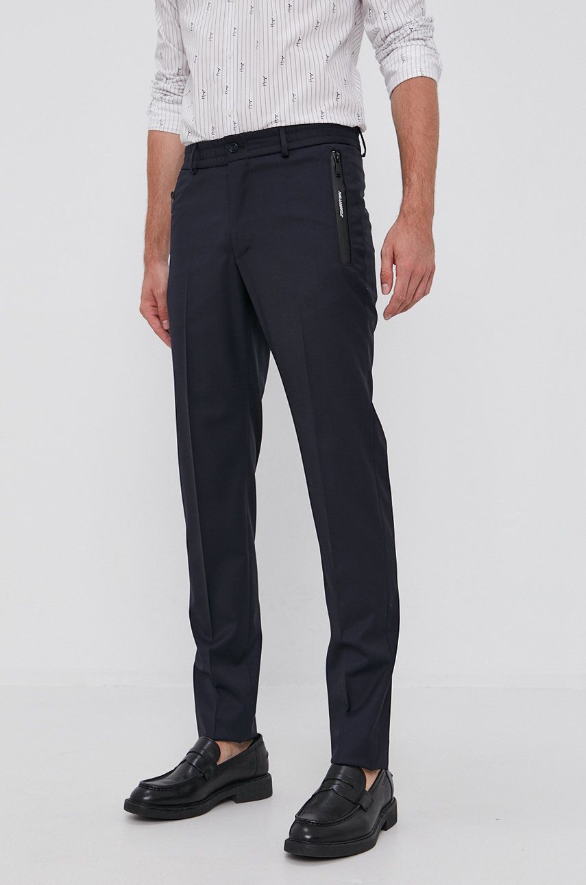 Karl Lagerfeld Pantaloni bărbați, culoarea albastru marin, model drept answear imagine noua