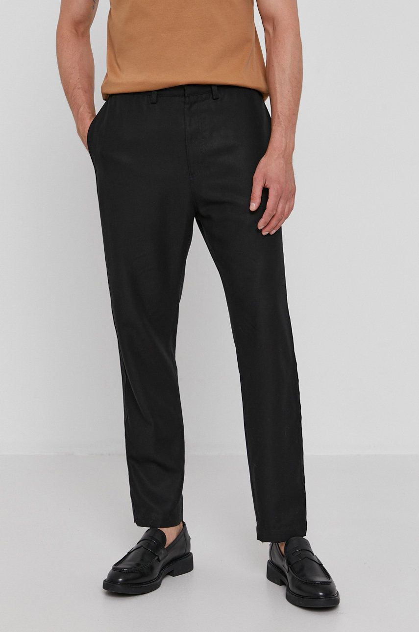 Tiger Of Sweden Pantaloni bărbați, culoarea negru, model drept