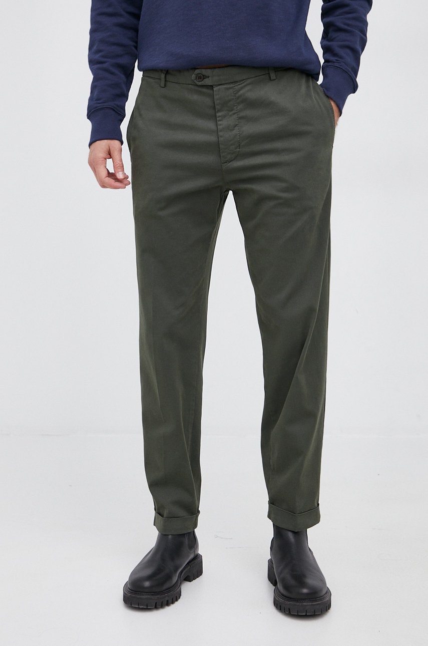 Tiger of sweden pantaloni bărbați, culoarea verde, model drept