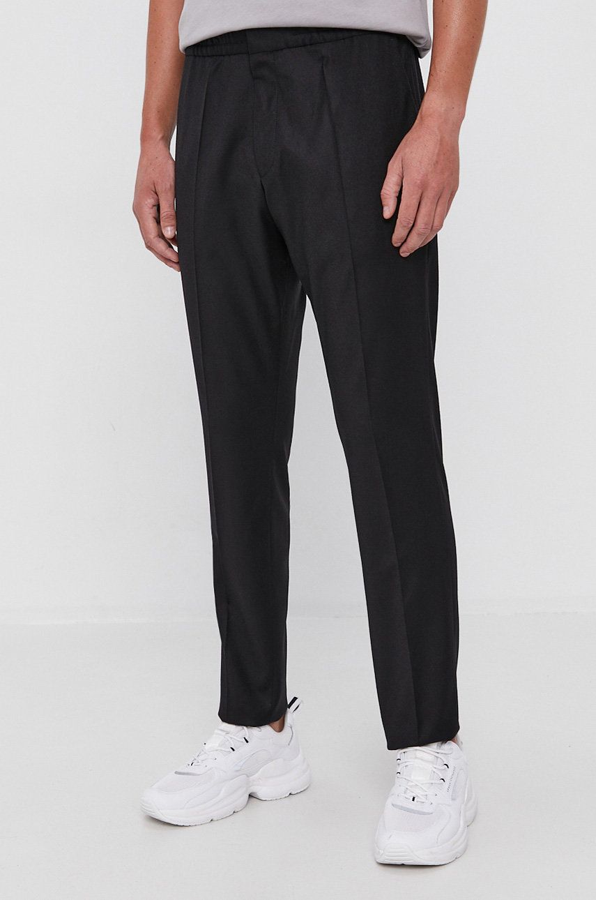 Hugo Pantaloni bărbați, culoarea negru, mulat answear.ro imagine 2022 reducere