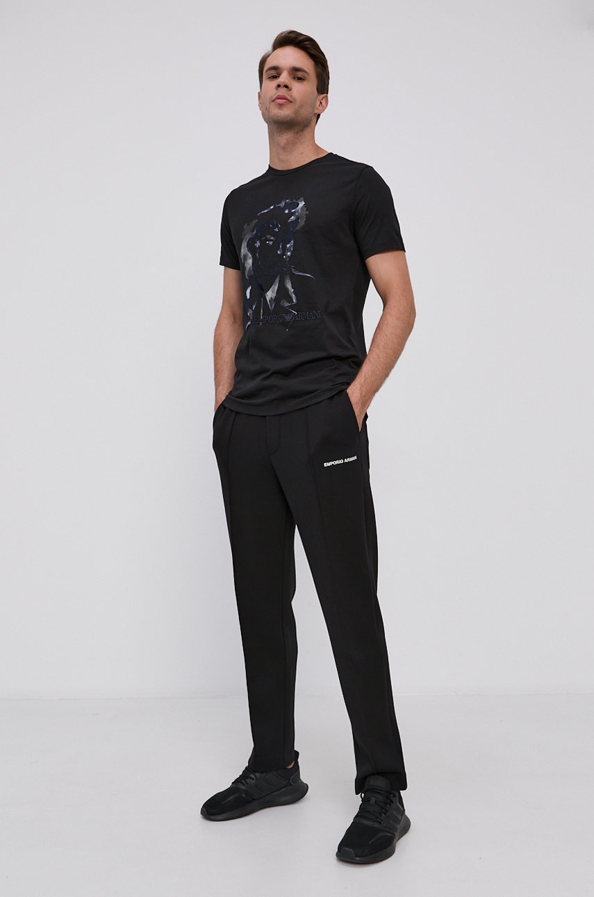 

Штани Emporio Armani чоловічі колір чорний пряме