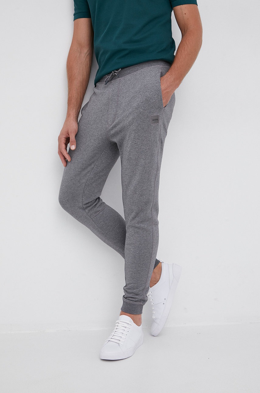 

Брюки Boss Casual мужские цвет серый с аппликацией
