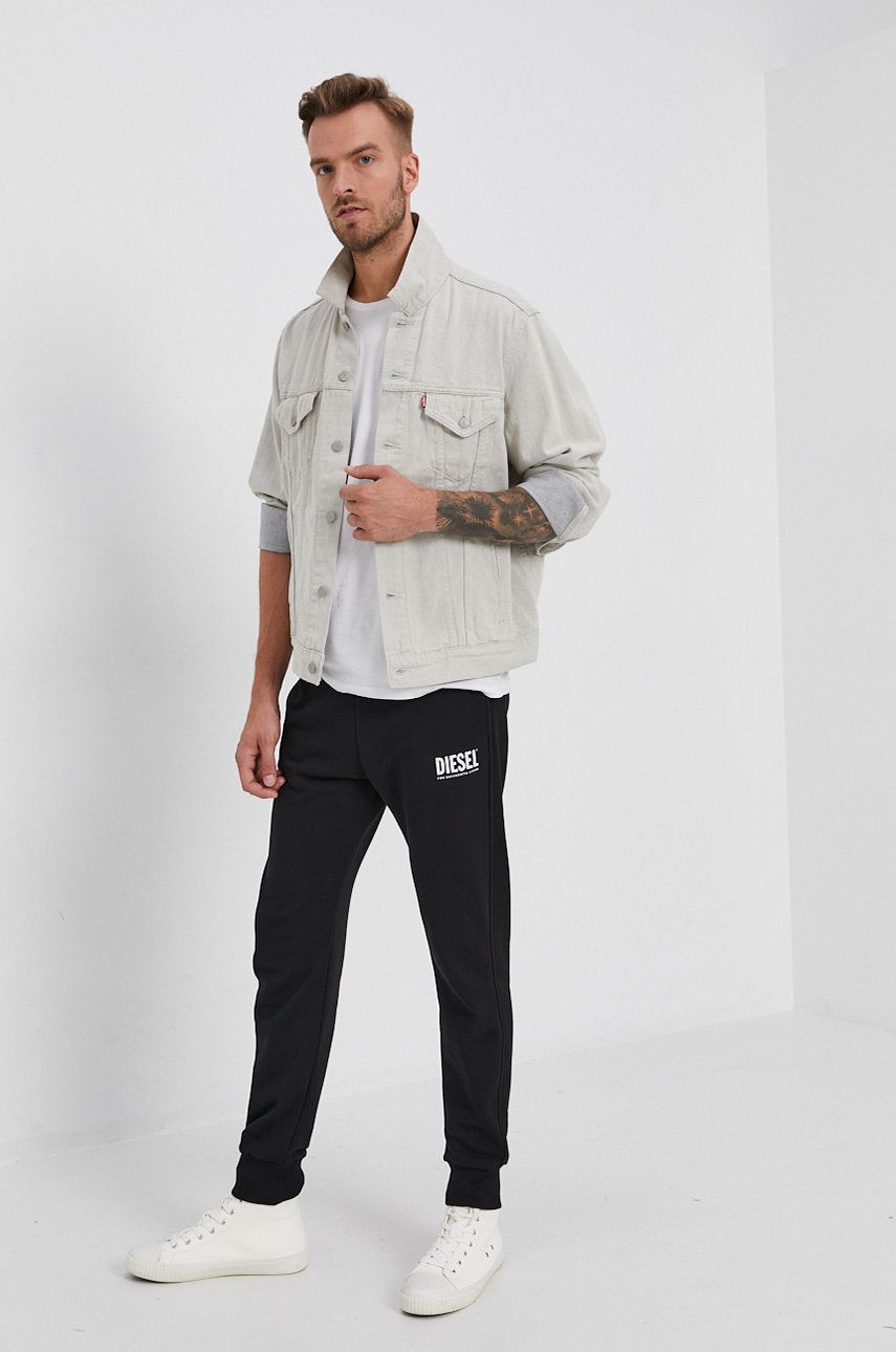 Diesel Pantaloni bărbați, culoarea negru, cu imprimeu answear.ro imagine 2022 reducere