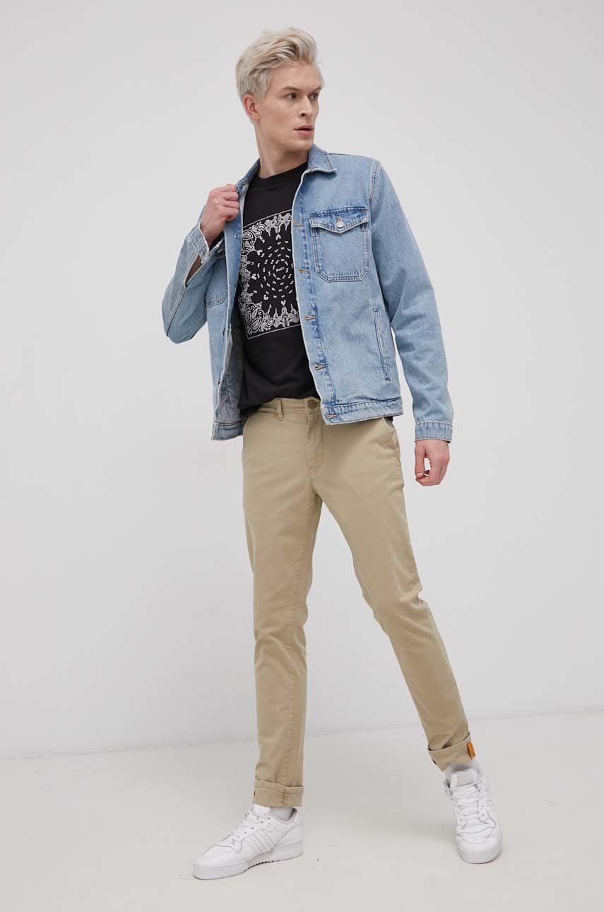 Napapijri pantaloni bărbați, culoarea bej, cu fason chinos