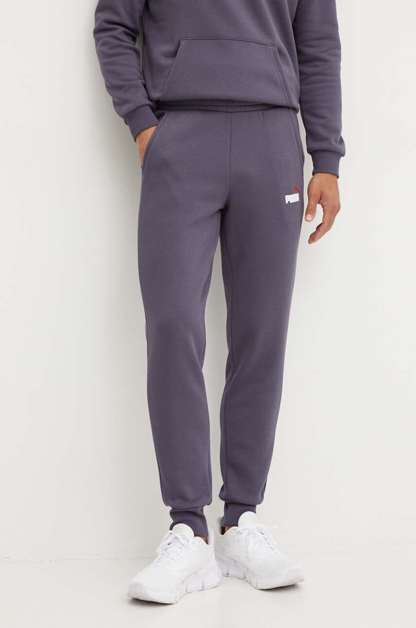 Puma pantaloni de trening culoarea gri, neted Puma pantaloni de trening culoarea gri, neted