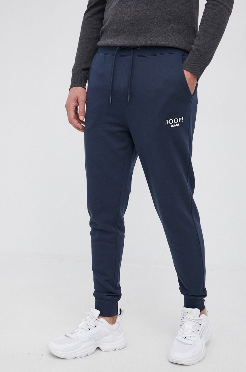 Joop! pantaloni bărbați, culoarea albastru marin, material neted